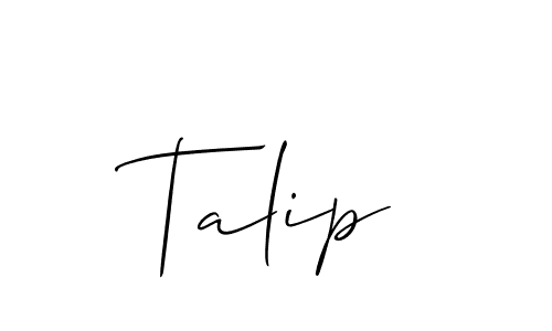 Use a signature maker to create a handwritten signature online. With this signature software, you can design (Allison_Script) your own signature for name Talip. Talip signature style 2 images and pictures png