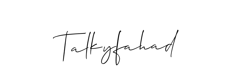 It looks lik you need a new signature style for name Talkyfahad. Design unique handwritten (Allison_Script) signature with our free signature maker in just a few clicks. Talkyfahad signature style 2 images and pictures png