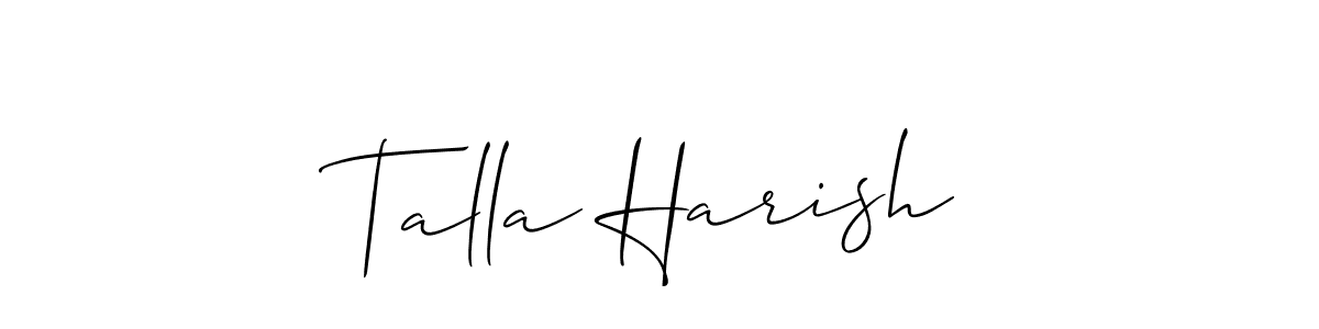 Similarly Allison_Script is the best handwritten signature design. Signature creator online .You can use it as an online autograph creator for name Talla Harish. Talla Harish signature style 2 images and pictures png