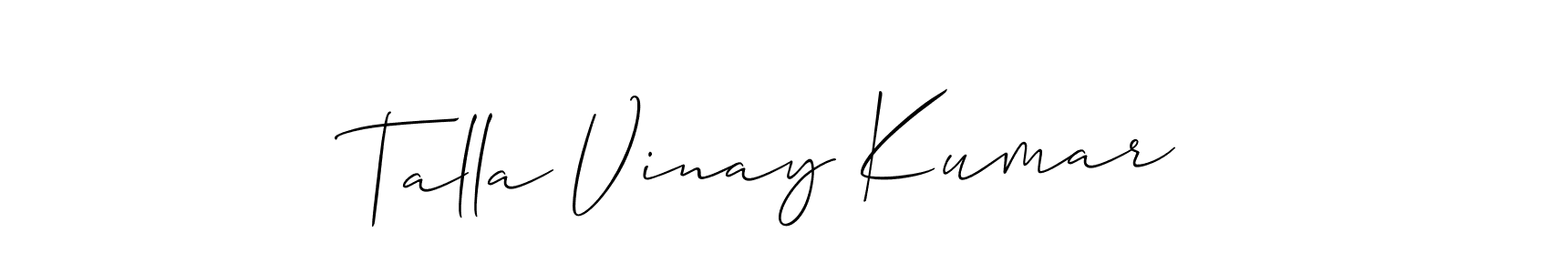 Also we have Talla Vinay Kumar name is the best signature style. Create professional handwritten signature collection using Allison_Script autograph style. Talla Vinay Kumar signature style 2 images and pictures png