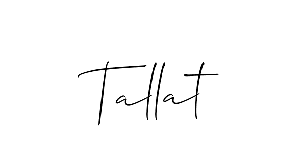 The best way (Allison_Script) to make a short signature is to pick only two or three words in your name. The name Tallat include a total of six letters. For converting this name. Tallat signature style 2 images and pictures png