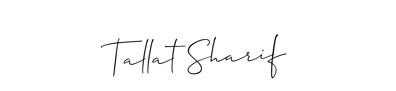 It looks lik you need a new signature style for name Tallat Sharif. Design unique handwritten (Allison_Script) signature with our free signature maker in just a few clicks. Tallat Sharif signature style 2 images and pictures png