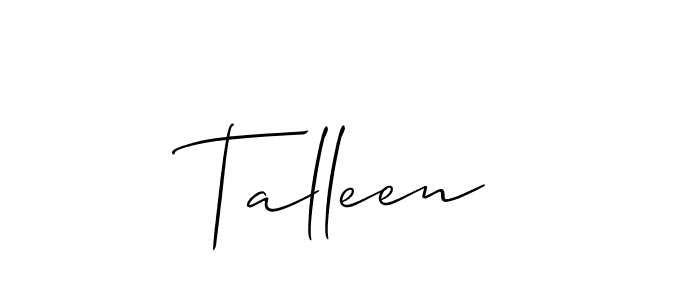 Once you've used our free online signature maker to create your best signature Allison_Script style, it's time to enjoy all of the benefits that Talleen name signing documents. Talleen signature style 2 images and pictures png
