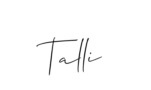 Allison_Script is a professional signature style that is perfect for those who want to add a touch of class to their signature. It is also a great choice for those who want to make their signature more unique. Get Talli name to fancy signature for free. Talli signature style 2 images and pictures png