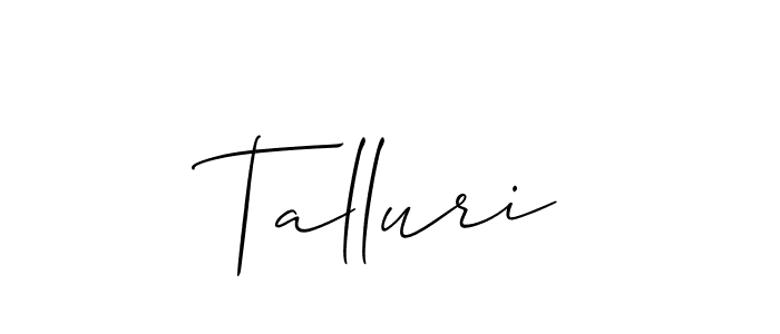 Also You can easily find your signature by using the search form. We will create Talluri name handwritten signature images for you free of cost using Allison_Script sign style. Talluri signature style 2 images and pictures png