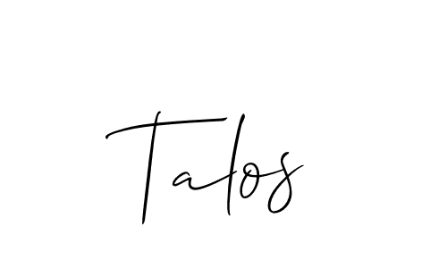 The best way (Allison_Script) to make a short signature is to pick only two or three words in your name. The name Talos include a total of six letters. For converting this name. Talos signature style 2 images and pictures png