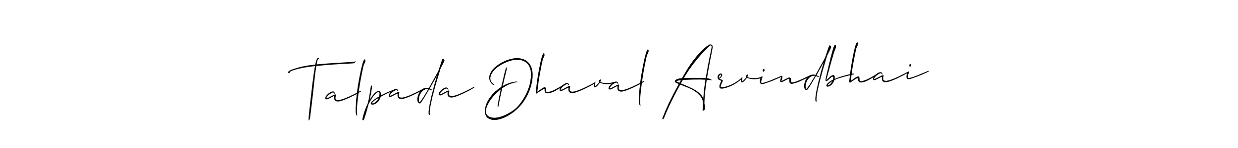 if you are searching for the best signature style for your name Talpada Dhaval Arvindbhai. so please give up your signature search. here we have designed multiple signature styles  using Allison_Script. Talpada Dhaval Arvindbhai signature style 2 images and pictures png