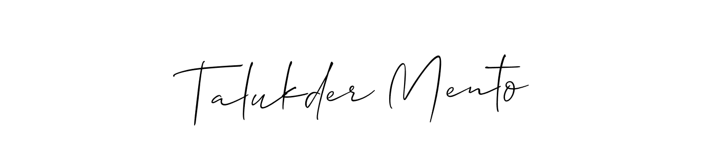 if you are searching for the best signature style for your name Talukder Mento. so please give up your signature search. here we have designed multiple signature styles  using Allison_Script. Talukder Mento signature style 2 images and pictures png