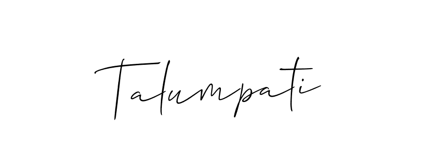 The best way (Allison_Script) to make a short signature is to pick only two or three words in your name. The name Talumpati include a total of six letters. For converting this name. Talumpati signature style 2 images and pictures png