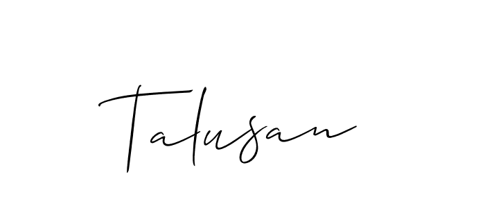 How to make Talusan name signature. Use Allison_Script style for creating short signs online. This is the latest handwritten sign. Talusan signature style 2 images and pictures png