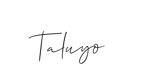 The best way (Allison_Script) to make a short signature is to pick only two or three words in your name. The name Taluyo include a total of six letters. For converting this name. Taluyo signature style 2 images and pictures png