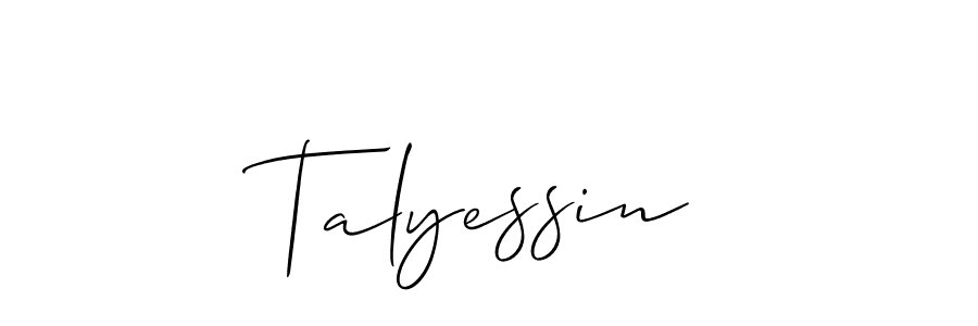 You should practise on your own different ways (Allison_Script) to write your name (Talyessin) in signature. don't let someone else do it for you. Talyessin signature style 2 images and pictures png