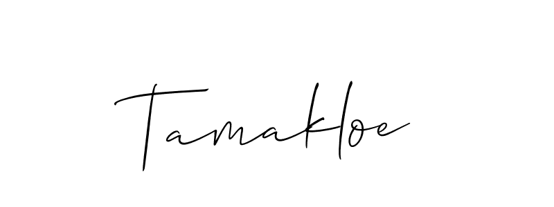 Use a signature maker to create a handwritten signature online. With this signature software, you can design (Allison_Script) your own signature for name Tamakloe. Tamakloe signature style 2 images and pictures png