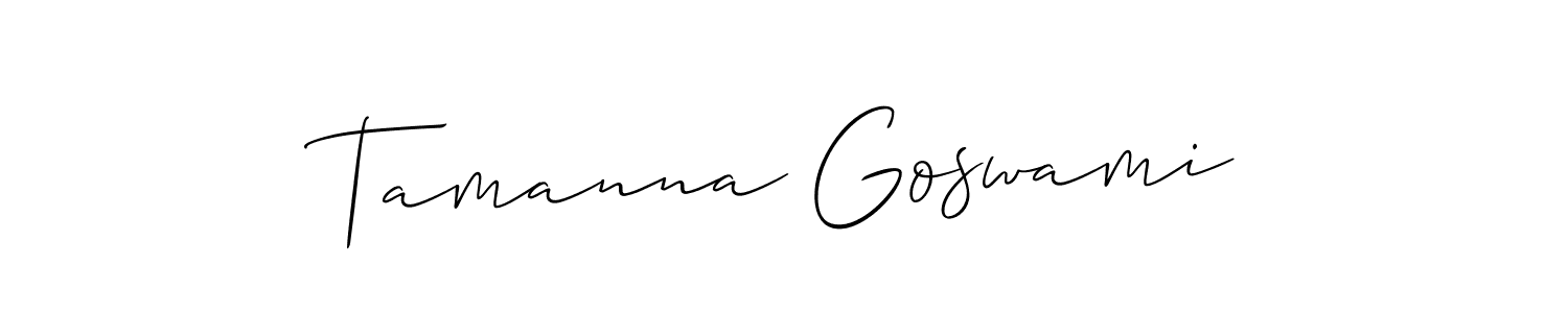 How to make Tamanna Goswami name signature. Use Allison_Script style for creating short signs online. This is the latest handwritten sign. Tamanna Goswami signature style 2 images and pictures png