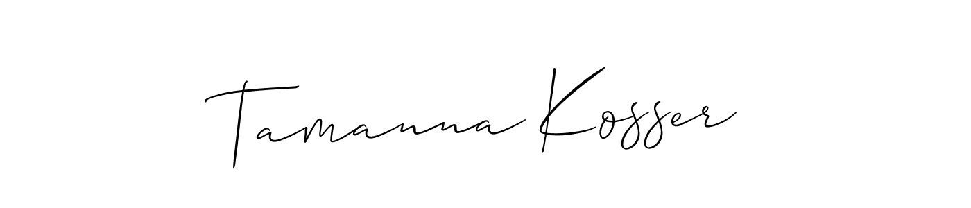 Make a short Tamanna Kosser signature style. Manage your documents anywhere anytime using Allison_Script. Create and add eSignatures, submit forms, share and send files easily. Tamanna Kosser signature style 2 images and pictures png