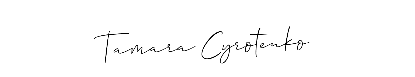 Make a short Tamara Cyrotenko signature style. Manage your documents anywhere anytime using Allison_Script. Create and add eSignatures, submit forms, share and send files easily. Tamara Cyrotenko signature style 2 images and pictures png