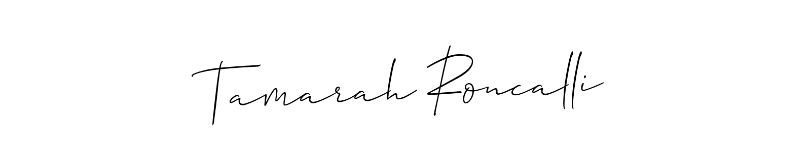 Also You can easily find your signature by using the search form. We will create Tamarah Roncalli name handwritten signature images for you free of cost using Allison_Script sign style. Tamarah Roncalli signature style 2 images and pictures png