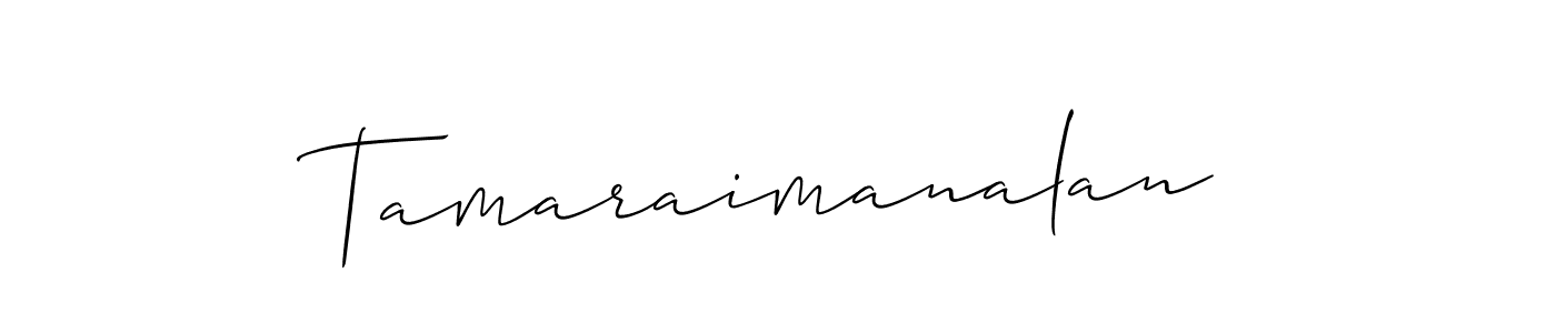 Allison_Script is a professional signature style that is perfect for those who want to add a touch of class to their signature. It is also a great choice for those who want to make their signature more unique. Get Tamaraimanalan name to fancy signature for free. Tamaraimanalan signature style 2 images and pictures png