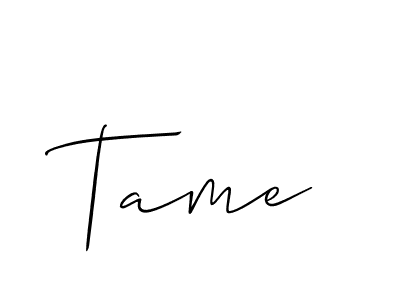The best way (Allison_Script) to make a short signature is to pick only two or three words in your name. The name Tame include a total of six letters. For converting this name. Tame signature style 2 images and pictures png