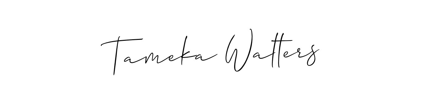 Make a short Tameka Walters signature style. Manage your documents anywhere anytime using Allison_Script. Create and add eSignatures, submit forms, share and send files easily. Tameka Walters signature style 2 images and pictures png