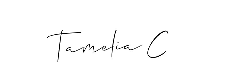 if you are searching for the best signature style for your name Tamelia C. so please give up your signature search. here we have designed multiple signature styles  using Allison_Script. Tamelia C signature style 2 images and pictures png