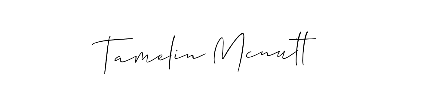 How to make Tamelin Mcnutt name signature. Use Allison_Script style for creating short signs online. This is the latest handwritten sign. Tamelin Mcnutt signature style 2 images and pictures png