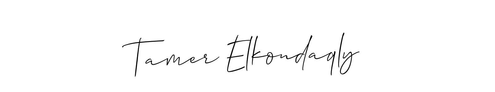 Use a signature maker to create a handwritten signature online. With this signature software, you can design (Allison_Script) your own signature for name Tamer Elkondaqly. Tamer Elkondaqly signature style 2 images and pictures png