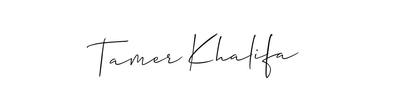Also we have Tamer Khalifa name is the best signature style. Create professional handwritten signature collection using Allison_Script autograph style. Tamer Khalifa signature style 2 images and pictures png