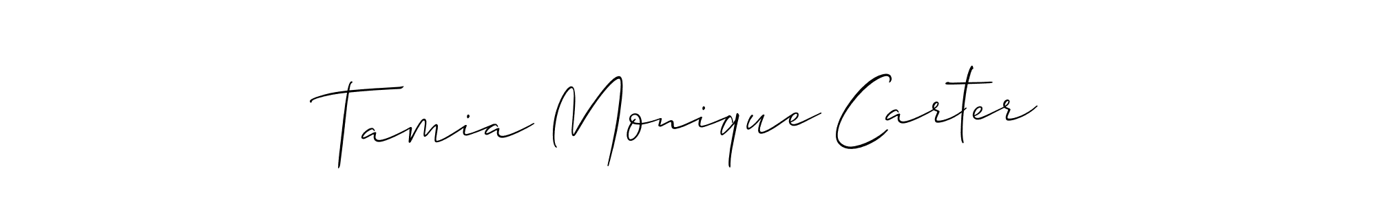 How to make Tamia Monique Carter name signature. Use Allison_Script style for creating short signs online. This is the latest handwritten sign. Tamia Monique Carter signature style 2 images and pictures png