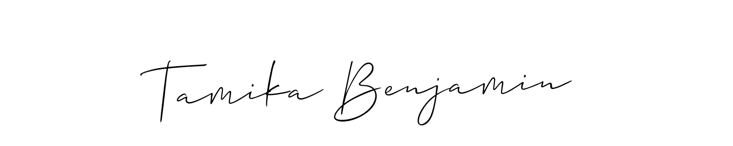 You should practise on your own different ways (Allison_Script) to write your name (Tamika Benjamin) in signature. don't let someone else do it for you. Tamika Benjamin signature style 2 images and pictures png