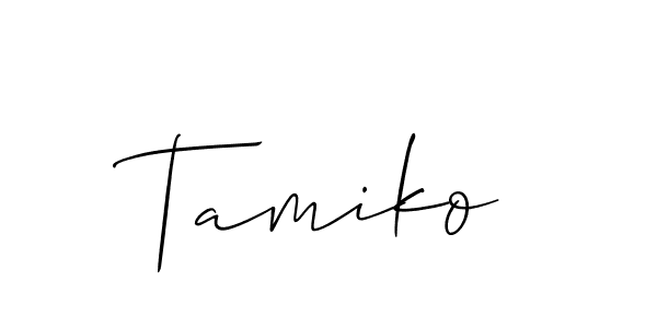 You should practise on your own different ways (Allison_Script) to write your name (Tamiko) in signature. don't let someone else do it for you. Tamiko signature style 2 images and pictures png