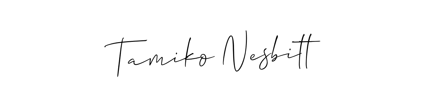 Create a beautiful signature design for name Tamiko Nesbitt. With this signature (Allison_Script) fonts, you can make a handwritten signature for free. Tamiko Nesbitt signature style 2 images and pictures png