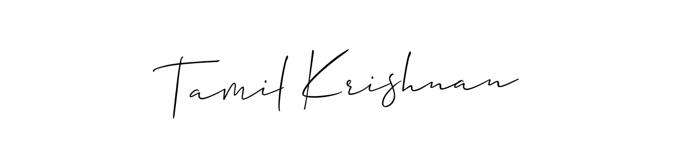 Make a beautiful signature design for name Tamil Krishnan. With this signature (Allison_Script) style, you can create a handwritten signature for free. Tamil Krishnan signature style 2 images and pictures png
