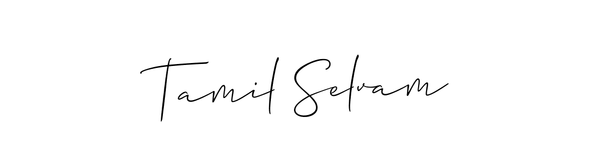 How to make Tamil Selvam name signature. Use Allison_Script style for creating short signs online. This is the latest handwritten sign. Tamil Selvam signature style 2 images and pictures png
