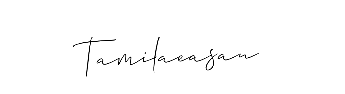 if you are searching for the best signature style for your name Tamilaeasan. so please give up your signature search. here we have designed multiple signature styles  using Allison_Script. Tamilaeasan signature style 2 images and pictures png