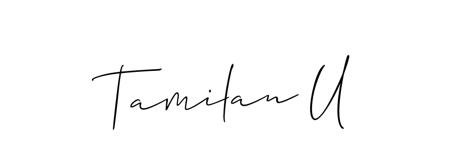 It looks lik you need a new signature style for name Tamilan U. Design unique handwritten (Allison_Script) signature with our free signature maker in just a few clicks. Tamilan U signature style 2 images and pictures png