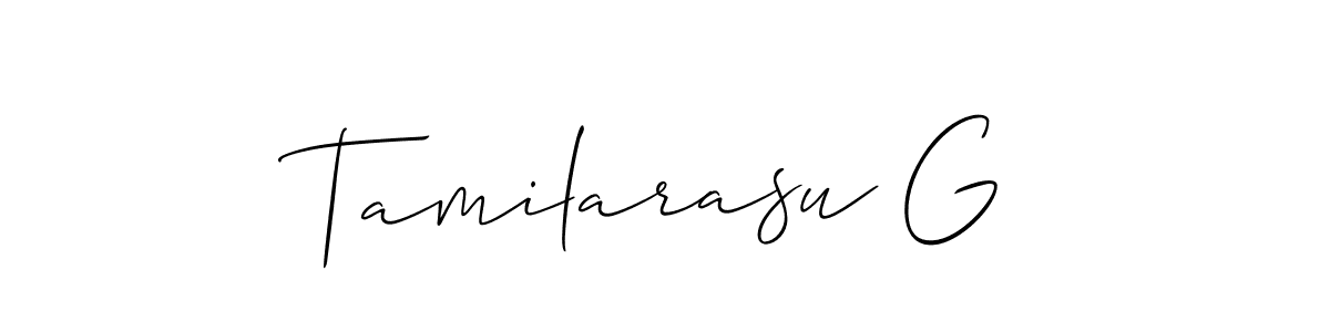 You should practise on your own different ways (Allison_Script) to write your name (Tamilarasu G) in signature. don't let someone else do it for you. Tamilarasu G signature style 2 images and pictures png