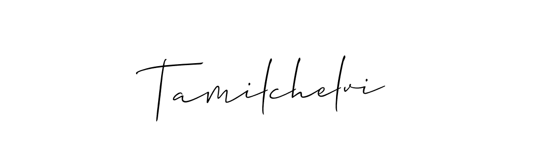 Use a signature maker to create a handwritten signature online. With this signature software, you can design (Allison_Script) your own signature for name Tamilchelvi. Tamilchelvi signature style 2 images and pictures png