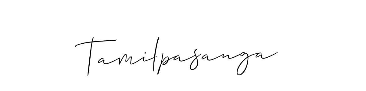 The best way (Allison_Script) to make a short signature is to pick only two or three words in your name. The name Tamilpasanga include a total of six letters. For converting this name. Tamilpasanga signature style 2 images and pictures png