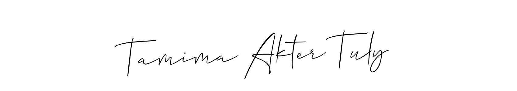 Also we have Tamima Akter Tuly name is the best signature style. Create professional handwritten signature collection using Allison_Script autograph style. Tamima Akter Tuly signature style 2 images and pictures png