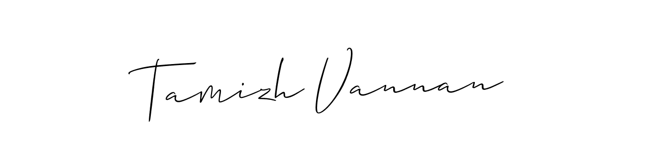 Allison_Script is a professional signature style that is perfect for those who want to add a touch of class to their signature. It is also a great choice for those who want to make their signature more unique. Get Tamizh Vannan name to fancy signature for free. Tamizh Vannan signature style 2 images and pictures png