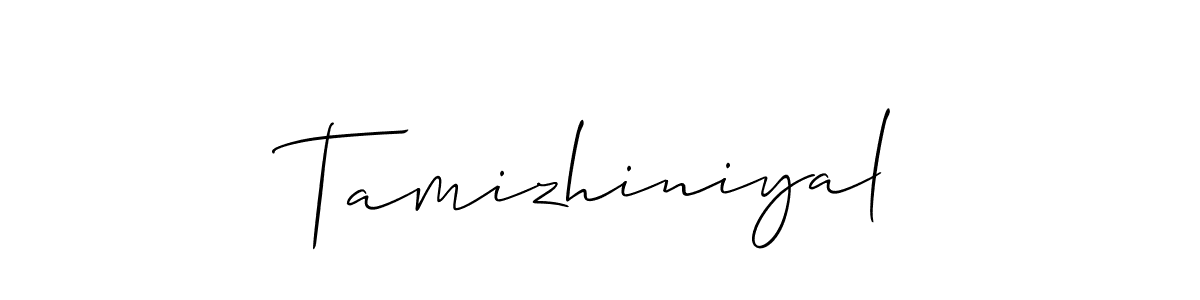 How to make Tamizhiniyal name signature. Use Allison_Script style for creating short signs online. This is the latest handwritten sign. Tamizhiniyal signature style 2 images and pictures png