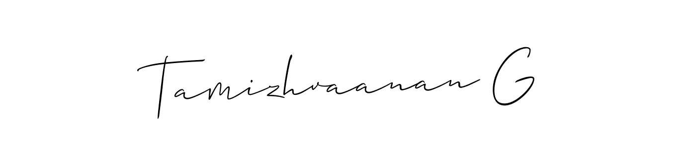 Similarly Allison_Script is the best handwritten signature design. Signature creator online .You can use it as an online autograph creator for name Tamizhvaanan G. Tamizhvaanan G signature style 2 images and pictures png