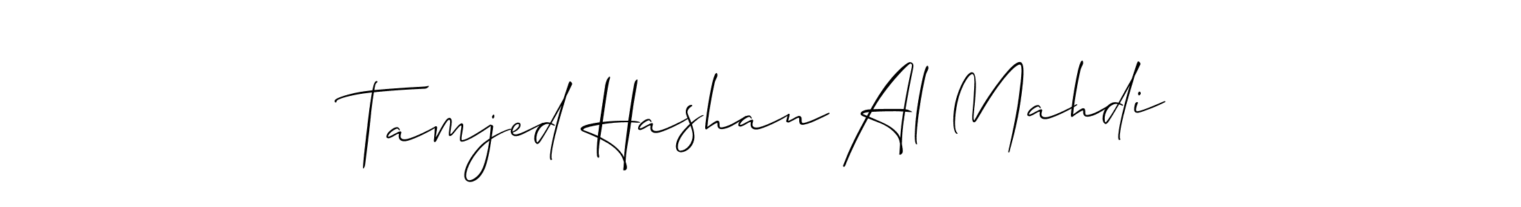 It looks lik you need a new signature style for name Tamjed Hashan Al Mahdi. Design unique handwritten (Allison_Script) signature with our free signature maker in just a few clicks. Tamjed Hashan Al Mahdi signature style 2 images and pictures png