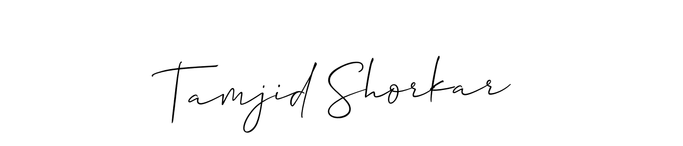 How to make Tamjid Shorkar signature? Allison_Script is a professional autograph style. Create handwritten signature for Tamjid Shorkar name. Tamjid Shorkar signature style 2 images and pictures png