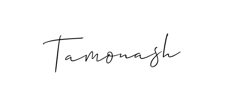 Use a signature maker to create a handwritten signature online. With this signature software, you can design (Allison_Script) your own signature for name Tamonash. Tamonash signature style 2 images and pictures png