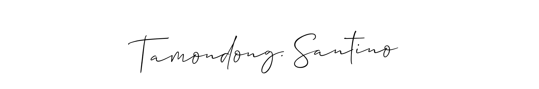 Use a signature maker to create a handwritten signature online. With this signature software, you can design (Allison_Script) your own signature for name Tamondong. Santino. Tamondong. Santino signature style 2 images and pictures png