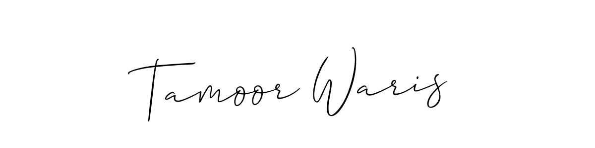 Create a beautiful signature design for name Tamoor Waris. With this signature (Allison_Script) fonts, you can make a handwritten signature for free. Tamoor Waris signature style 2 images and pictures png
