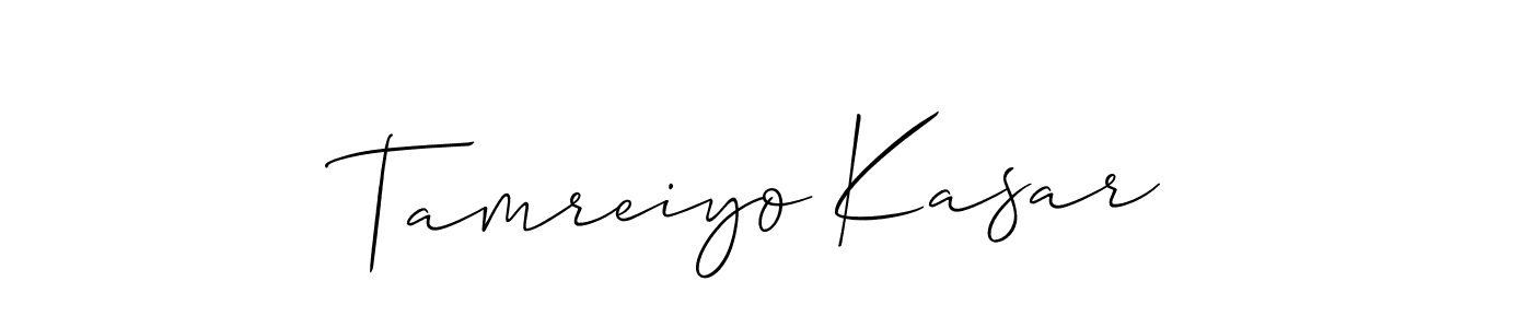 Make a beautiful signature design for name Tamreiyo Kasar. With this signature (Allison_Script) style, you can create a handwritten signature for free. Tamreiyo Kasar signature style 2 images and pictures png