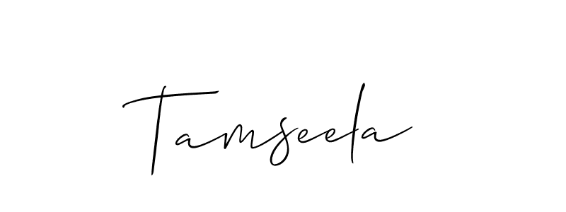 It looks lik you need a new signature style for name Tamseela. Design unique handwritten (Allison_Script) signature with our free signature maker in just a few clicks. Tamseela signature style 2 images and pictures png